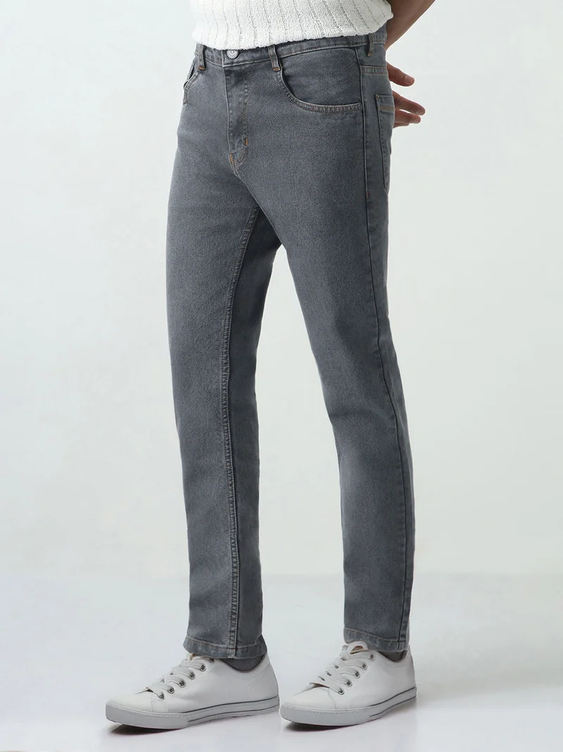 أوربانو فاشن Urbano Fashion Men's Grey Slim Fit Washed Denim Jeans Stretchable